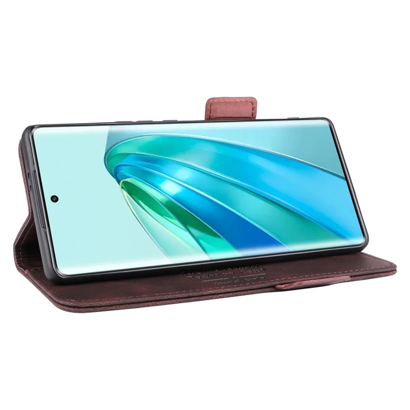 For Honor Magic5 Lite 5G / X9a 5G / X40 5G Phone Case PU Leather Hardware Decor Stand Wallet Phone Cover - Coffee