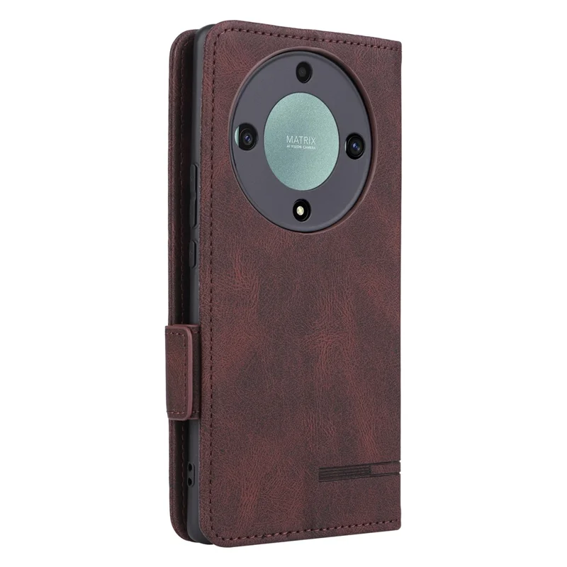 For Honor Magic5 Lite 5G / X9a 5G / X40 5G Phone Case PU Leather Hardware Decor Stand Wallet Phone Cover - Coffee