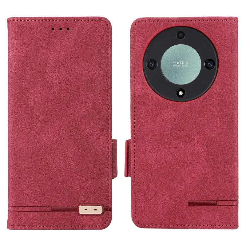 For Honor Magic5 Lite 5G / X9a 5G / X40 5G Phone Case PU Leather Hardware Decor Stand Wallet Phone Cover - Rose