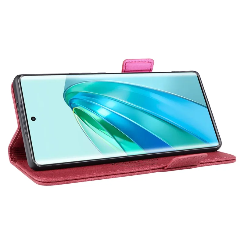 For Honor Magic5 Lite 5G / X9a 5G / X40 5G Phone Case PU Leather Hardware Decor Stand Wallet Phone Cover - Rose