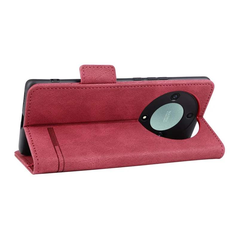 For Honor Magic5 Lite 5G / X9a 5G / X40 5G Phone Case PU Leather Hardware Decor Stand Wallet Phone Cover - Rose