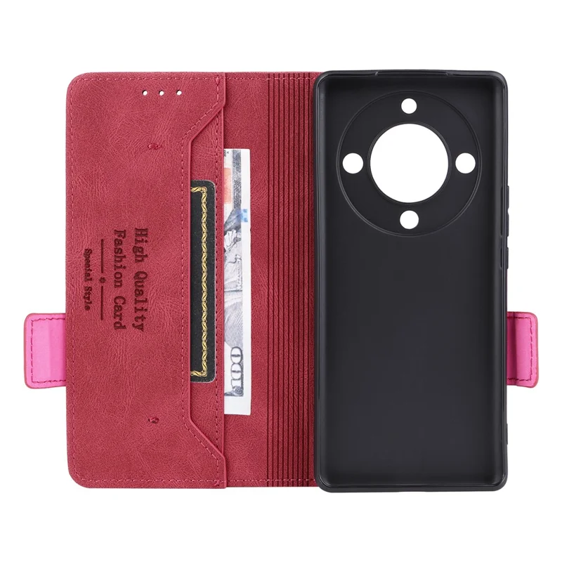 For Honor Magic5 Lite 5G / X9a 5G / X40 5G Phone Case PU Leather Hardware Decor Stand Wallet Phone Cover - Rose