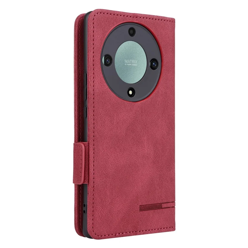 For Honor Magic5 Lite 5G / X9a 5G / X40 5G Phone Case PU Leather Hardware Decor Stand Wallet Phone Cover - Rose