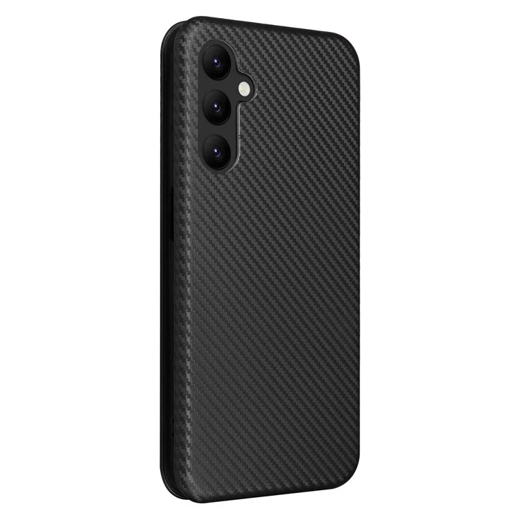 Para Samsung Galaxy A24 4G (162,1 x 77,6 x 8,3 mm) Capa de Suporte para Telefone Case de Couro PU Porta-cartões Textura de Fibra de Carbono Capa de Smartphone - Preto