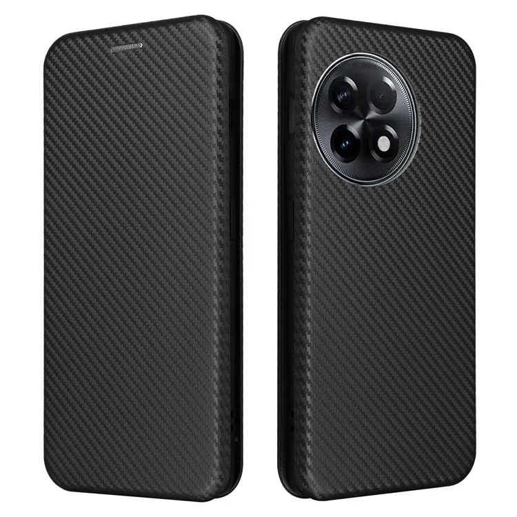 Pour OnePlus Ace 2 5G / 11R 5G Porte-cartes Étui de téléphone Texture fibre de carbone Étui en cuir avec support pour téléphone - Noir