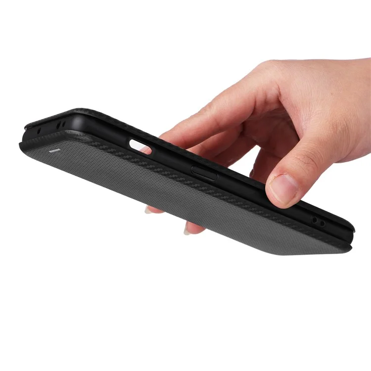 Pour OnePlus Ace 2 5G / 11R 5G Porte-cartes Étui de téléphone Texture fibre de carbone Étui en cuir avec support pour téléphone - Noir