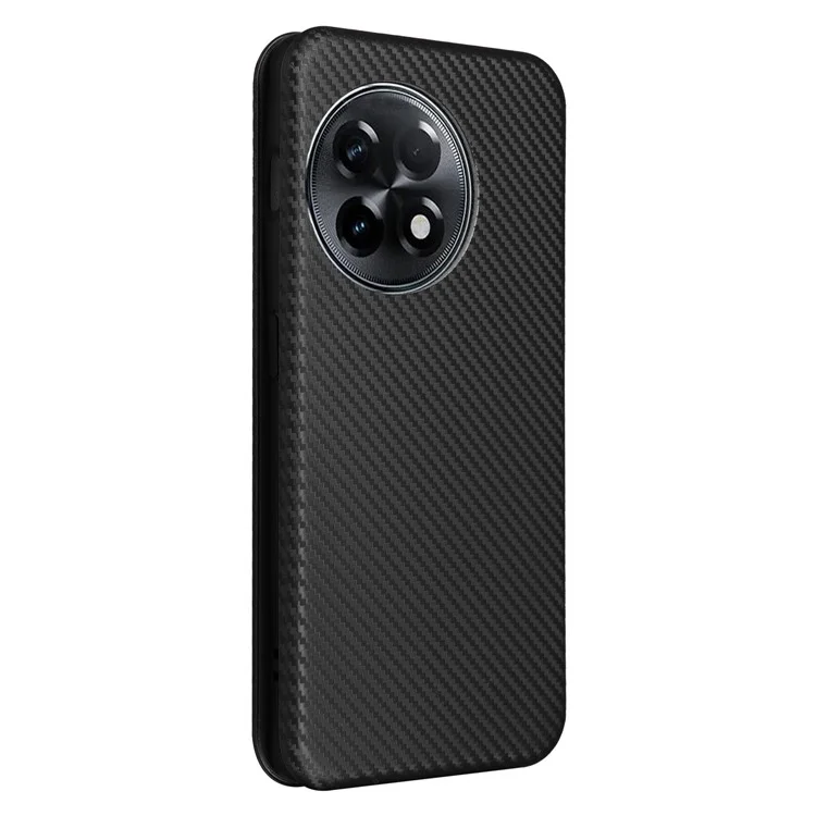 Pour OnePlus Ace 2 5G / 11R 5G Porte-cartes Étui de téléphone Texture fibre de carbone Étui en cuir avec support pour téléphone - Noir