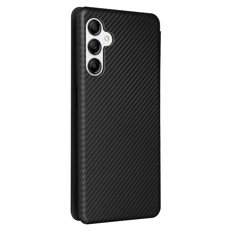 For Samsung Galaxy A14 5G / A14 4G Leather Phone Case Stand Card Holder Carbon Fiber Texture Protective Phone Cover - Black
