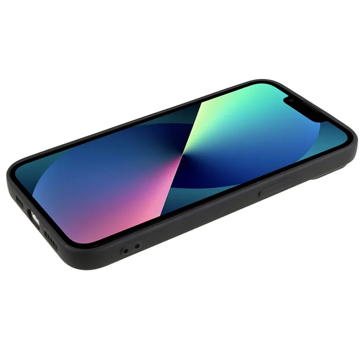 For iPhone 13 6.1 inch Soft TPU Camera Protection Phone Case Soft Fiber Lining Rubberized Cover - Black