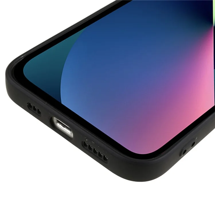 For iPhone 13 6.1 inch Soft TPU Camera Protection Phone Case Soft Fiber Lining Rubberized Cover - Black