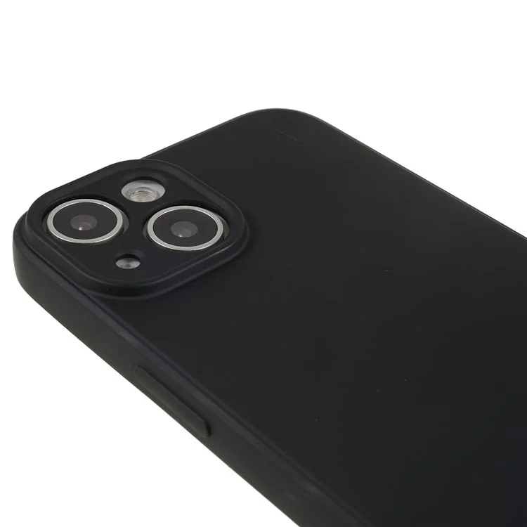 For iPhone 13 6.1 inch Soft TPU Camera Protection Phone Case Soft Fiber Lining Rubberized Cover - Black