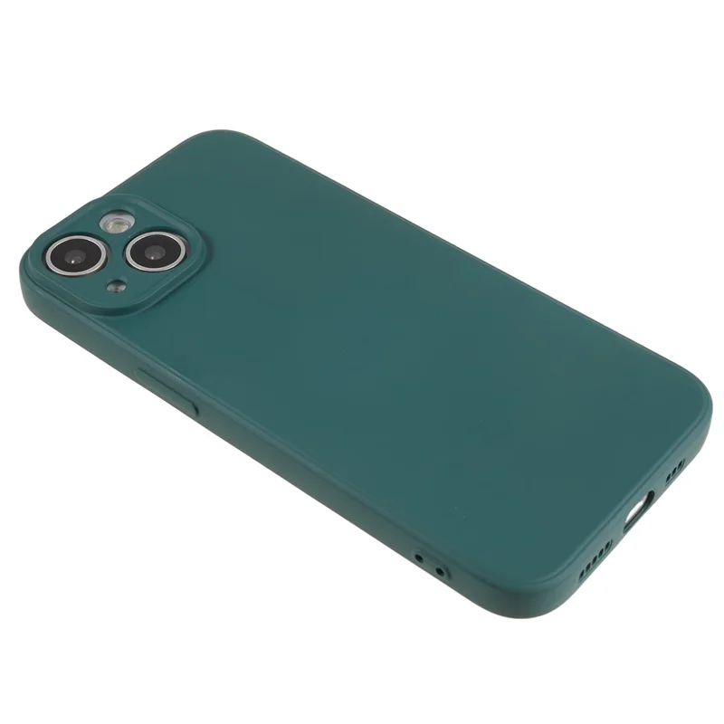 For iPhone 13 6.1 inch Soft TPU Camera Protection Phone Case Soft Fiber Lining Rubberized Cover - Army Green