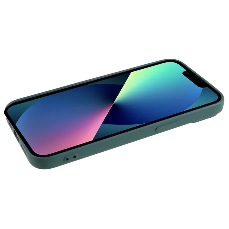 For iPhone 13 6.1 inch Soft TPU Camera Protection Phone Case Soft Fiber Lining Rubberized Cover - Army Green