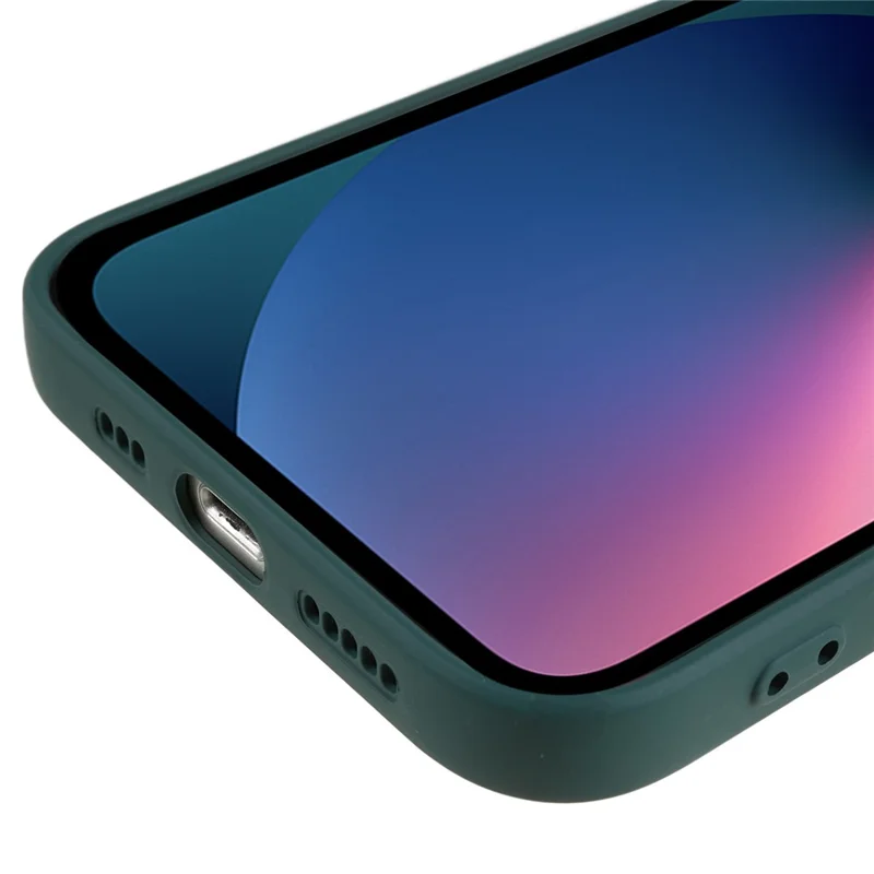 For iPhone 13 6.1 inch Soft TPU Camera Protection Phone Case Soft Fiber Lining Rubberized Cover - Army Green