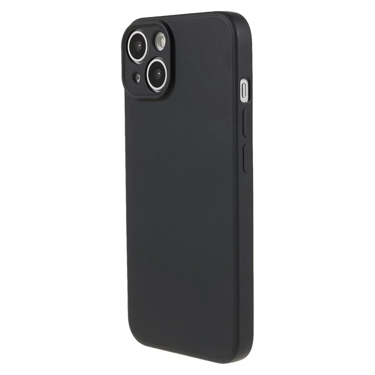 For iPhone 14 Fiber Lining Soft TPU Phone Case Rubberized Texture Protective Cover - Black