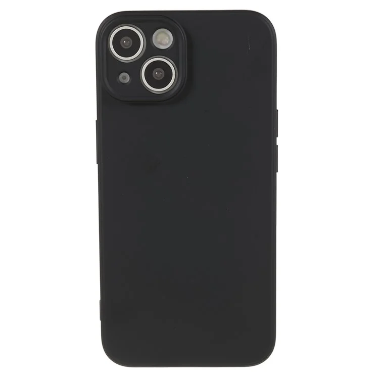 For iPhone 14 Fiber Lining Soft TPU Phone Case Rubberized Texture Protective Cover - Black