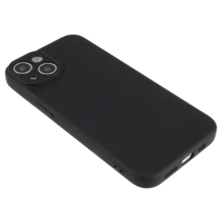 For iPhone 14 Fiber Lining Soft TPU Phone Case Rubberized Texture Protective Cover - Black