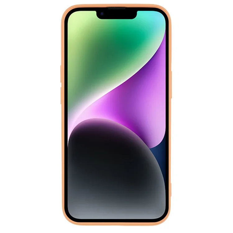 Für iPhone 14 Plus Rubberized Anti-Slip Grip Phone Case Soft TPU Fiber Lining Inside Phone Cover - Orange