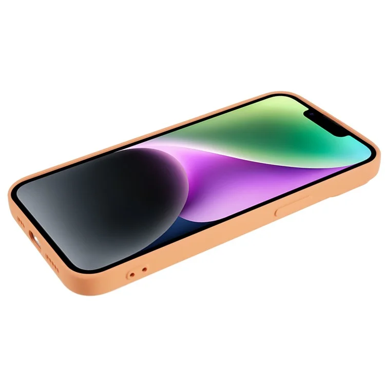 Für iPhone 14 Plus Rubberized Anti-Slip Grip Phone Case Soft TPU Fiber Lining Inside Phone Cover - Orange