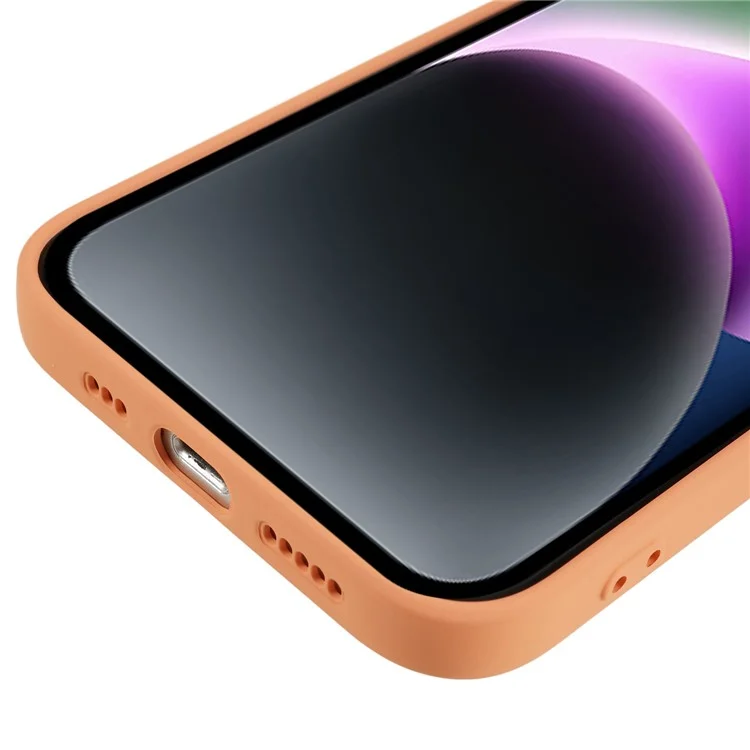 Für iPhone 14 Plus Rubberized Anti-Slip Grip Phone Case Soft TPU Fiber Lining Inside Phone Cover - Orange