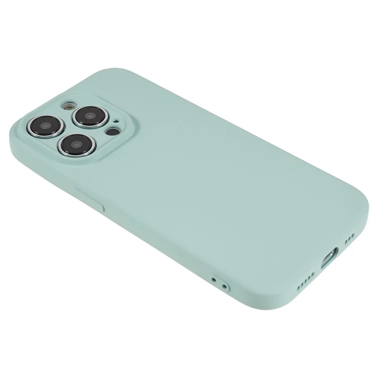 Für iPhone 14 Pro Soft TPU Rubberized Phone Case Anti-Scratch Fiber Lining Protective Cover - Baby Blue