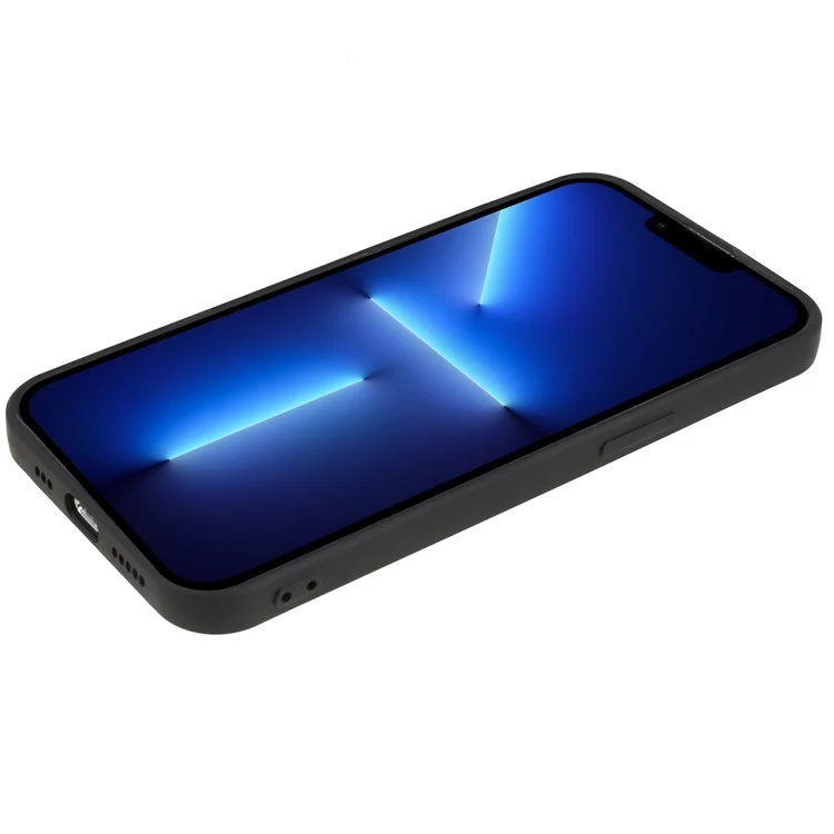 Para iPhone 13 Pro 6.1 polegadas Capa de telefone TPU emborrachado Forro de fibra macia Capa à prova de choque - Preto