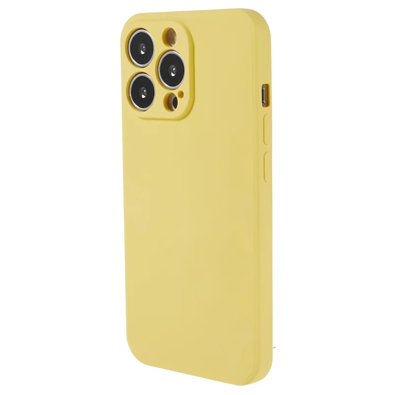 For iPhone 13 Pro Max 6.7 inch Rubberized TPU Phone Case Camera Protection Cover Soft Fiber Lining Inside - Yellow