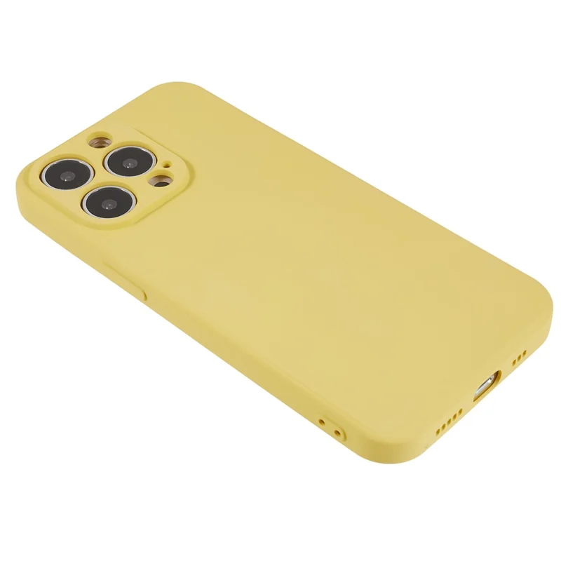 For iPhone 13 Pro Max 6.7 inch Rubberized TPU Phone Case Camera Protection Cover Soft Fiber Lining Inside - Yellow