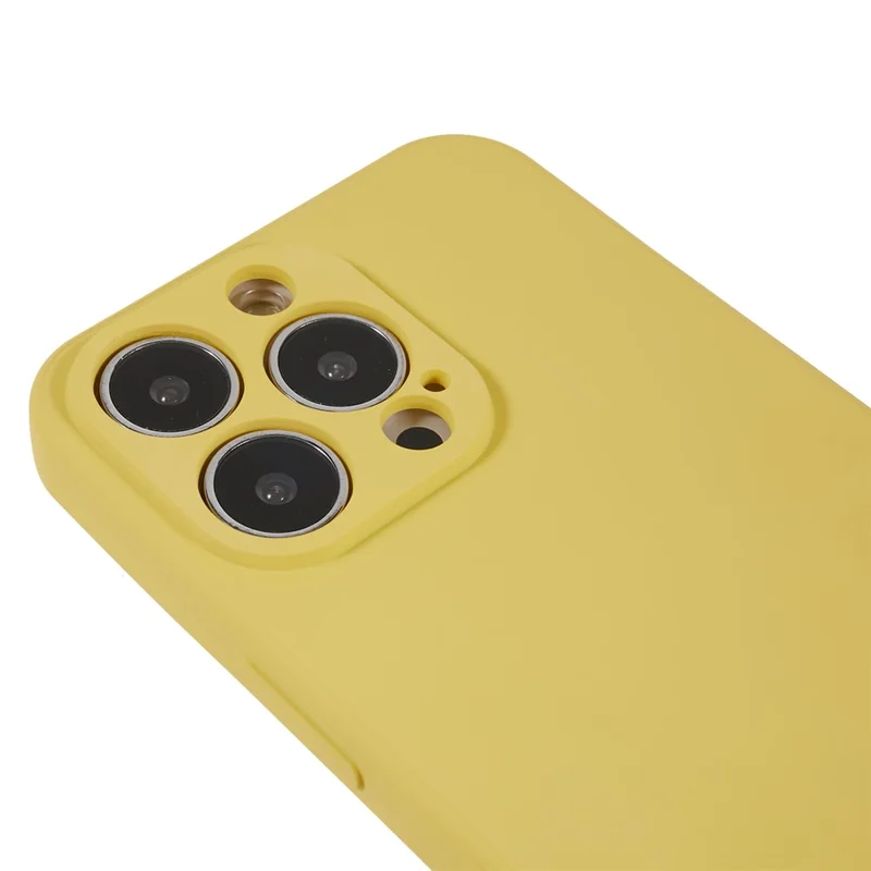 For iPhone 13 Pro Max 6.7 inch Rubberized TPU Phone Case Camera Protection Cover Soft Fiber Lining Inside - Yellow