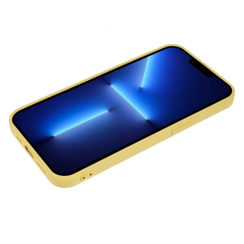 For iPhone 13 Pro Max 6.7 inch Rubberized TPU Phone Case Camera Protection Cover Soft Fiber Lining Inside - Yellow