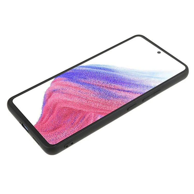 For Samsung Galaxy A53 5G Soft TPU Case Rubberized Anti-Scratch Fiber Lining Inside Phone Cover - Black