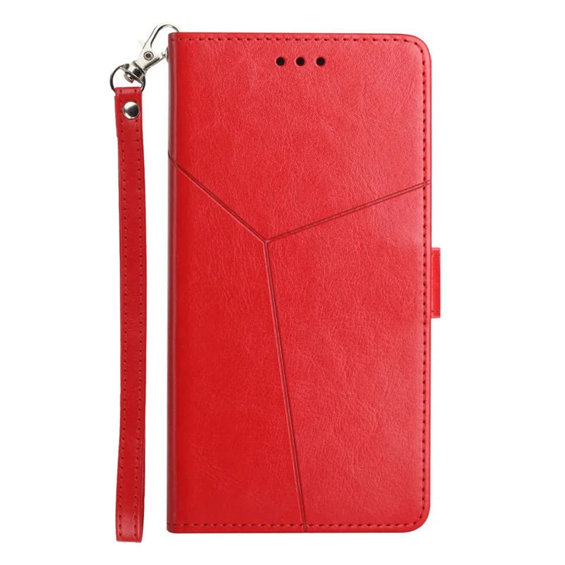 HT01 PU Leather Phone Case for Honor X5 4G , Y-shaped Line Imprinted Flip Stand Wallet Cover - Red