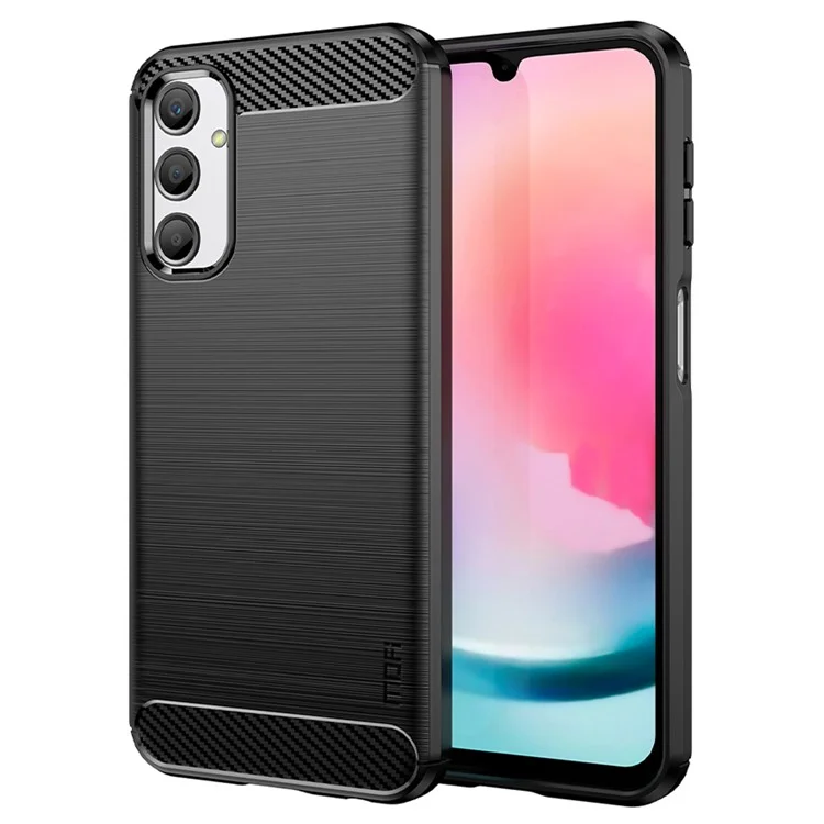 MOFI JK TPU Series-1 For Samsung Galaxy A24 4G (162.1 x 77.6 x 8.3mm) Carbon Fiber TPU Phone Case Brushed Non-Slip Protective Cover - Black
