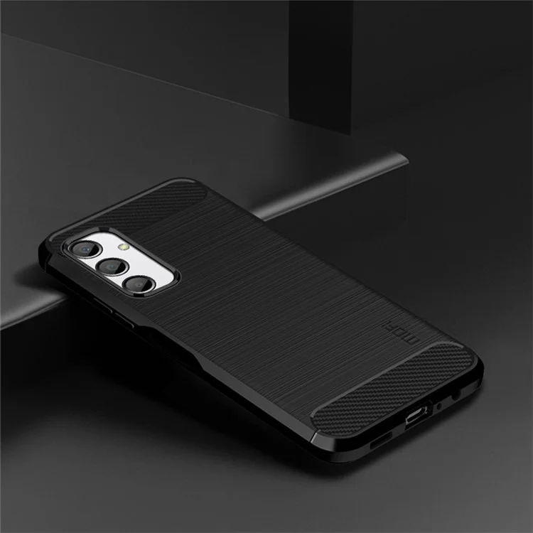 MOFI JK TPU Series-1 For Samsung Galaxy A24 4G (162.1 x 77.6 x 8.3mm) Carbon Fiber TPU Phone Case Brushed Non-Slip Protective Cover - Black