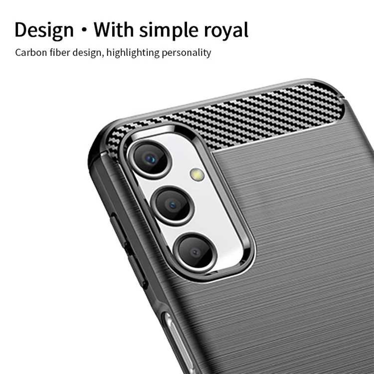 MOFI JK TPU Series-1 For Samsung Galaxy A24 4G (162.1 x 77.6 x 8.3mm) Carbon Fiber TPU Phone Case Brushed Non-Slip Protective Cover - Black