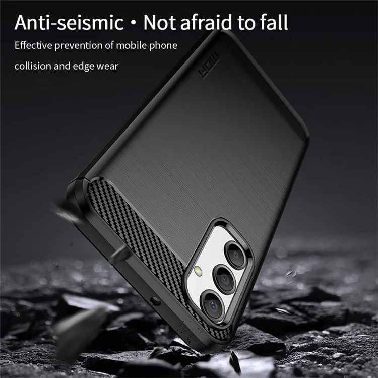 MOFI JK TPU Series-1 For Samsung Galaxy A24 4G (162.1 x 77.6 x 8.3mm) Carbon Fiber TPU Phone Case Brushed Non-Slip Protective Cover - Black