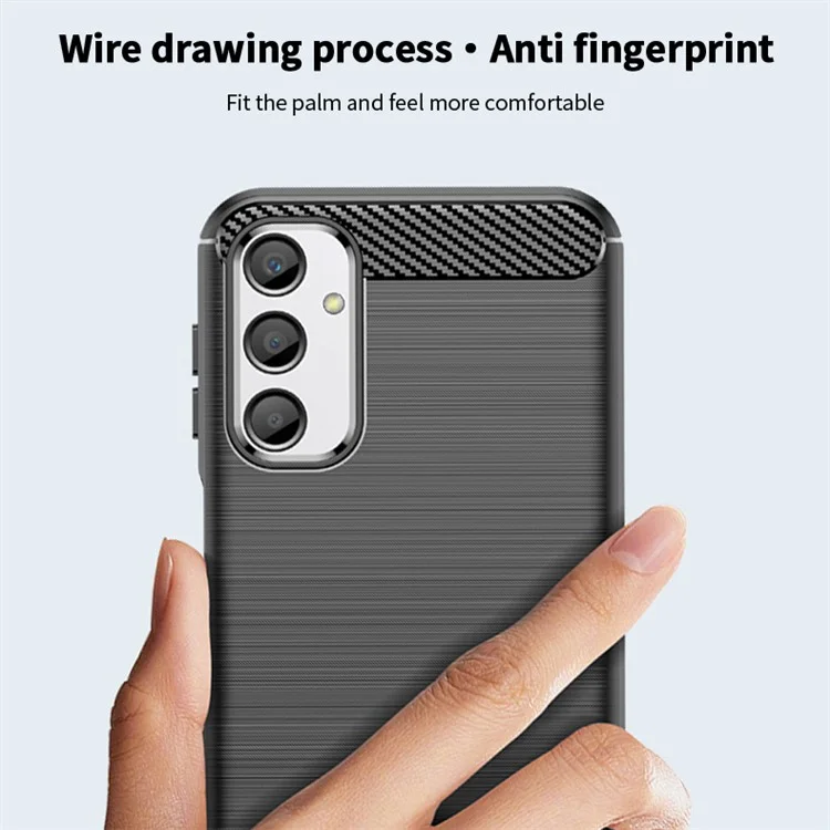 MOFI JK TPU Series-1 For Samsung Galaxy A24 4G (162.1 x 77.6 x 8.3mm) Carbon Fiber TPU Phone Case Brushed Non-Slip Protective Cover - Black