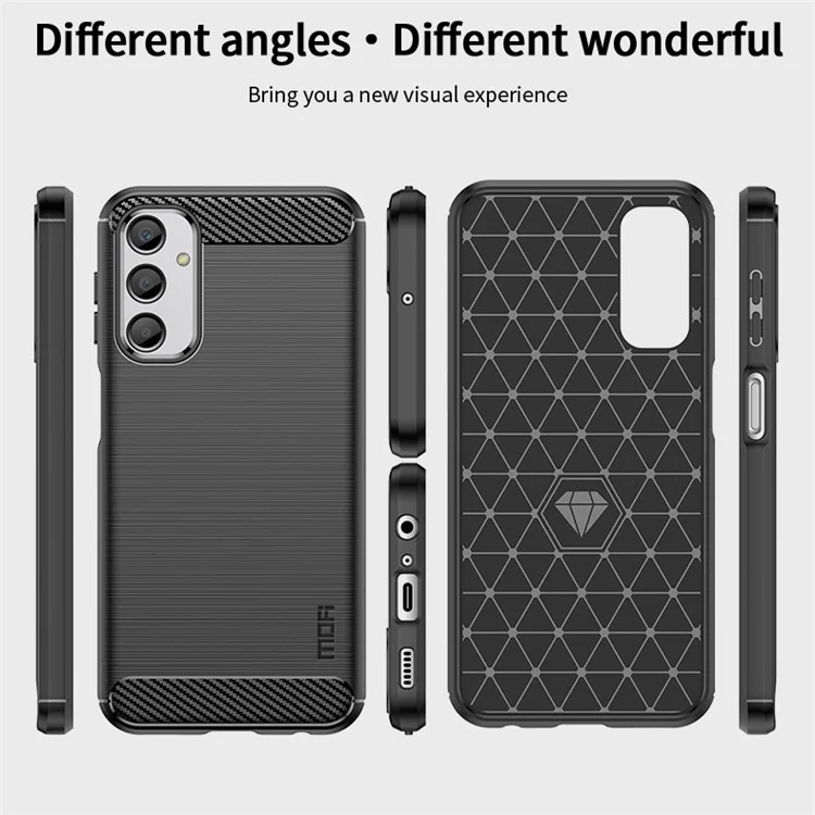 MOFI JK TPU Series-1 For Samsung Galaxy A24 4G (162.1 x 77.6 x 8.3mm) Carbon Fiber TPU Phone Case Brushed Non-Slip Protective Cover - Black