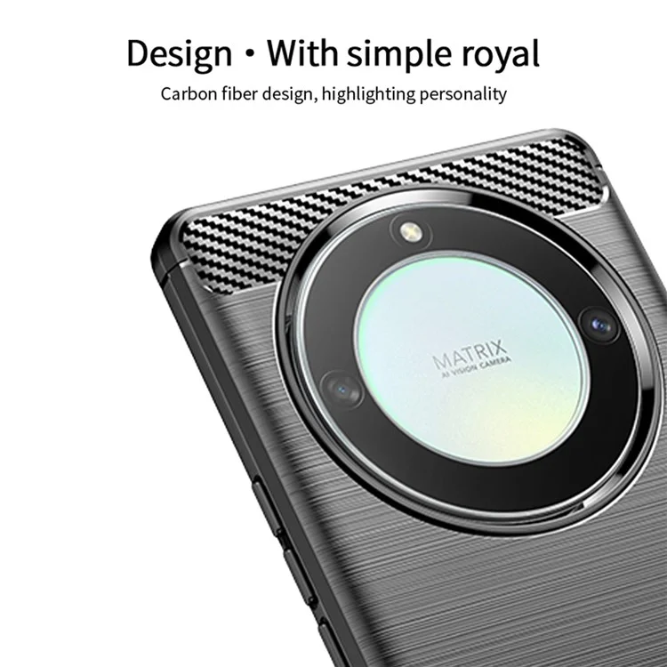 MOFI JK TPU Series-1 For Honor X9a 5G / X40 5G / Magic5 Lite 5G Phone Case Carbon Fiber Brushed Soft TPU Cover - Black