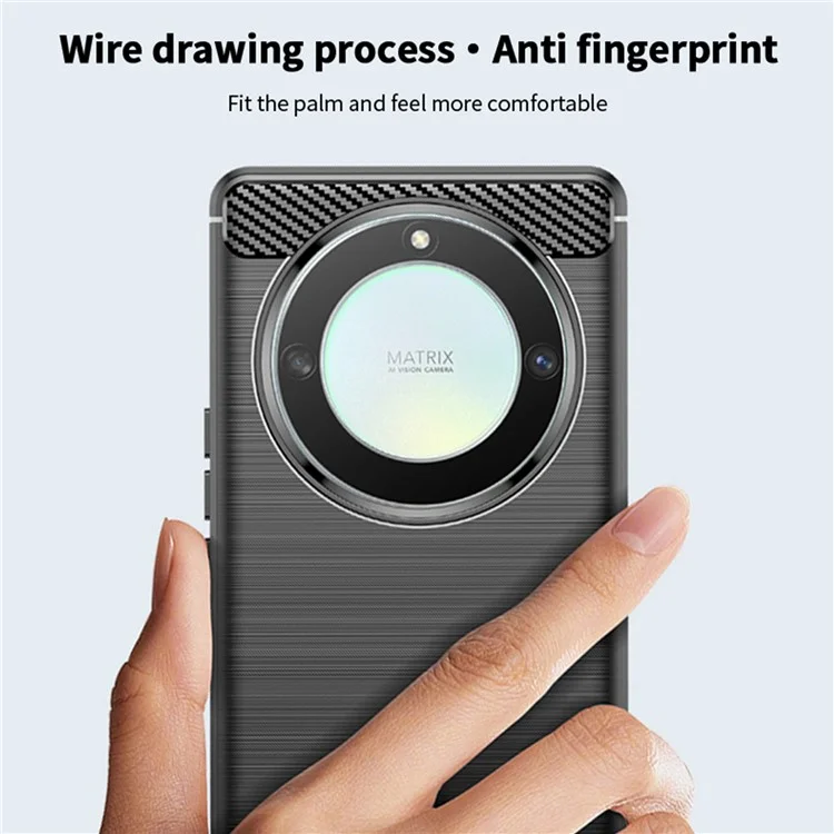 MOFI JK TPU Series-1 For Honor X9a 5G / X40 5G / Magic5 Lite 5G Phone Case Carbon Fiber Brushed Soft TPU Cover - Black