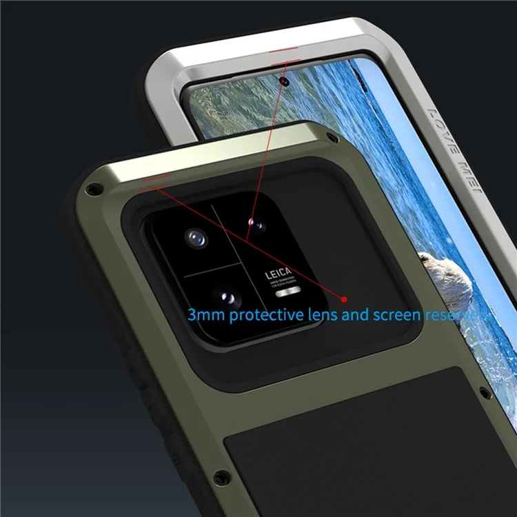 LOVE MEI For Xiaomi 13 Pro 5G Tough Armour Rugged Phone Case Metal + Silicone Protective Cover - Silver