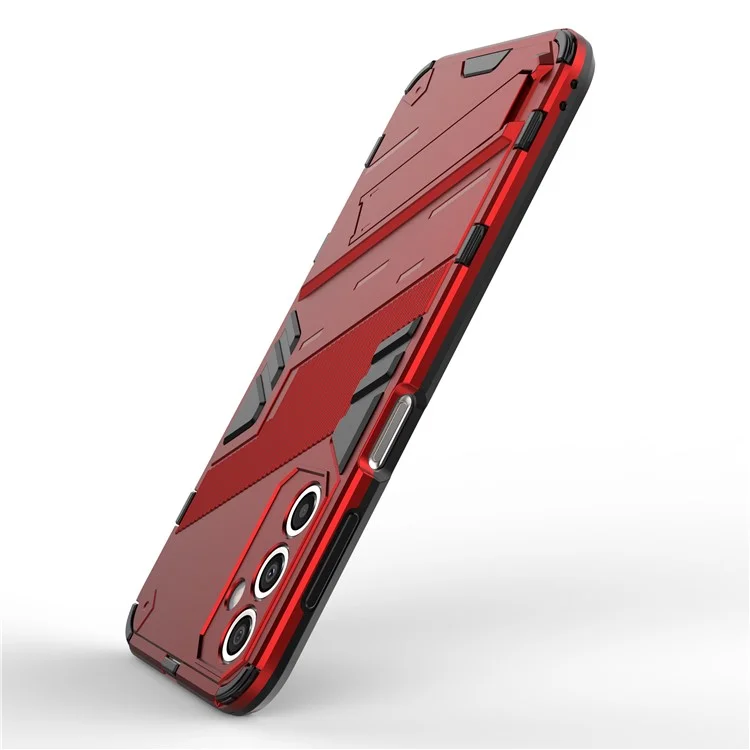 Anti-Scratch Phone Case for Samsung Galaxy A24 4G (162.1 x 77.6 x 8.3mm) Kickstand TPU+PC Protective Cell Phone Cover - Red