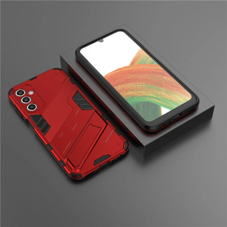 Anti-Scratch Phone Case for Samsung Galaxy A24 4G (162.1 x 77.6 x 8.3mm) Kickstand TPU+PC Protective Cell Phone Cover - Red