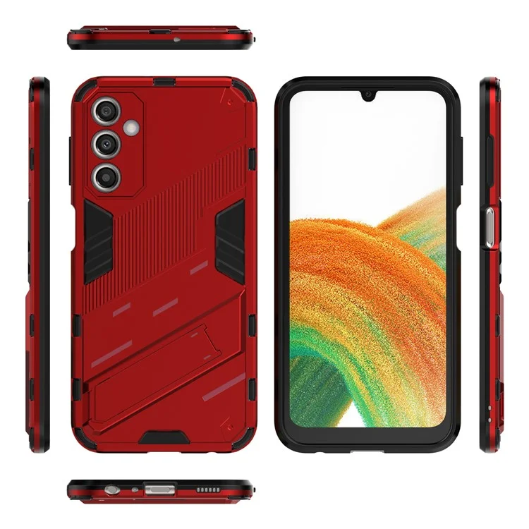 Anti-Scratch Phone Case for Samsung Galaxy A24 4G (162.1 x 77.6 x 8.3mm) Kickstand TPU+PC Protective Cell Phone Cover - Red