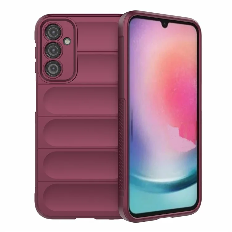 For Samsung Galaxy A24 4G (162.1 x 77.6 x 8.3mm) Anti-Scratch Rugged Phone Cover TPU Back Protector Phone Case - Wine Red