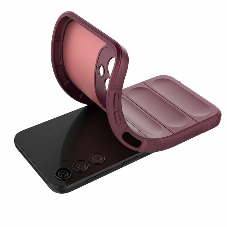For Samsung Galaxy A24 4G (162.1 x 77.6 x 8.3mm) Anti-Scratch Rugged Phone Cover TPU Back Protector Phone Case - Wine Red