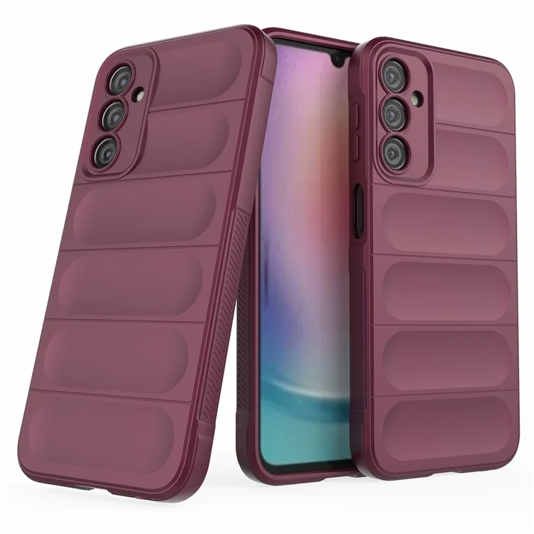 For Samsung Galaxy A24 4G (162.1 x 77.6 x 8.3mm) Anti-Scratch Rugged Phone Cover TPU Back Protector Phone Case - Wine Red