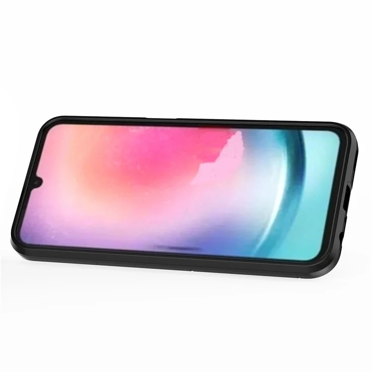 Phone Case for Samsung Galaxy A24 4G (162.1 x 77.6 x 8.3mm) , Ring Holder Kickstand Shockproof Cover TPU+PC Shell - Black