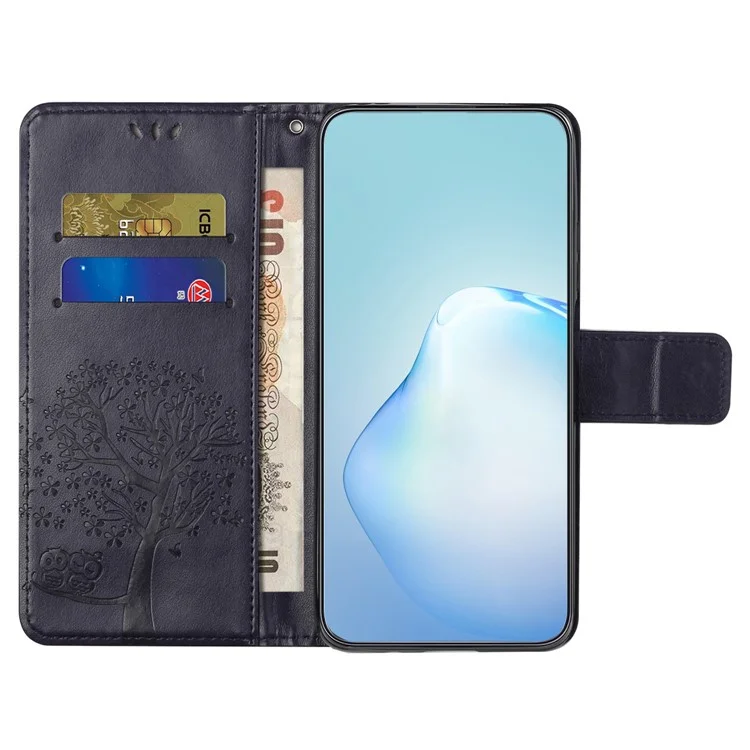 Para Xiaomi Redmi Note 12 4G Owl Tree Imprinted Pattern Phone Wallet Case PU Leather Stand Phone Cover - Dark Purple