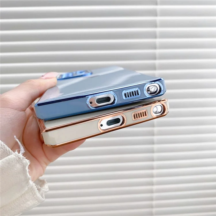 Pour Samsung Galaxy S23 Ultra Love Heart 6D Plating Phone Cover Soft TPU Camera Protection Case - Rose